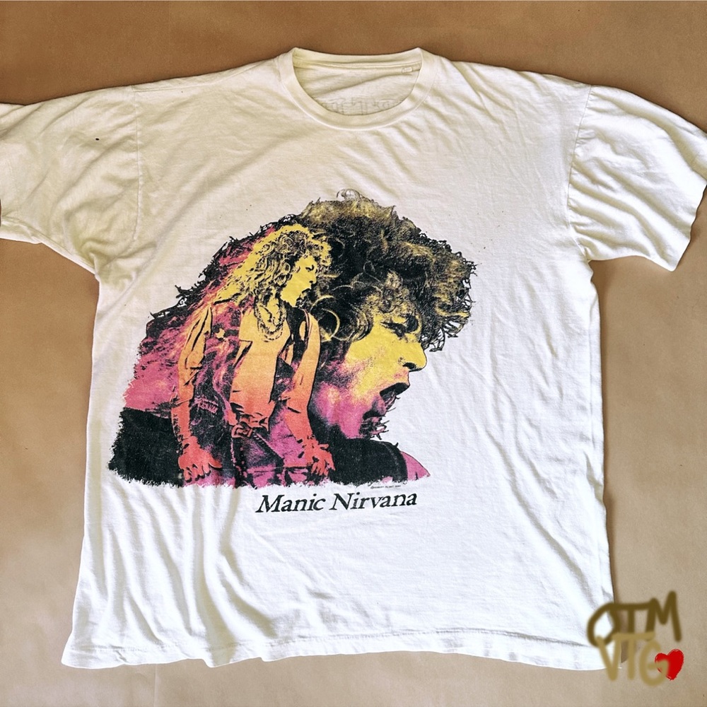 Vintage single stitched 1990 Manic Nirvana’s Robert Plant tour t shirt